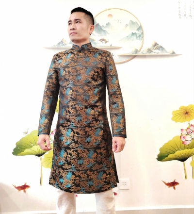 Áo dài nam Gấm truyền thống - Thủy Mặc