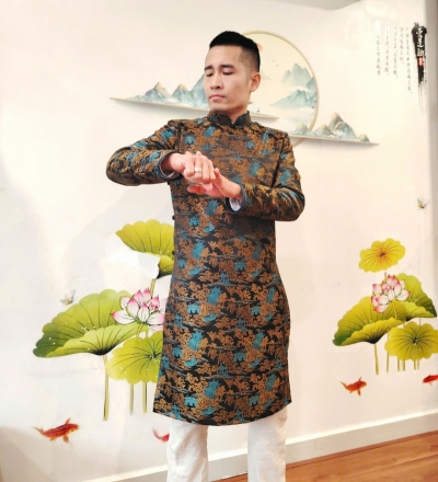 Áo dài nam Gấm truyền thống - Thủy Mặc