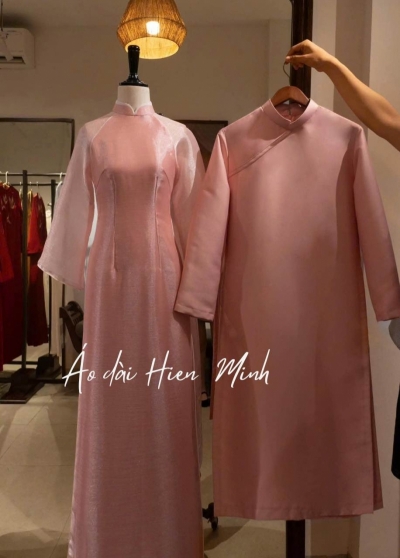 Áo dài nữ màu hồng cao cấp